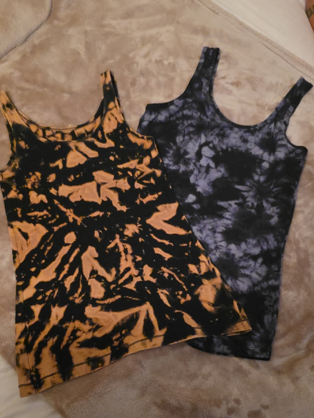 a new day Black & Orange and Black & Purple Tie-Dye Tank Tops (2-Pack)